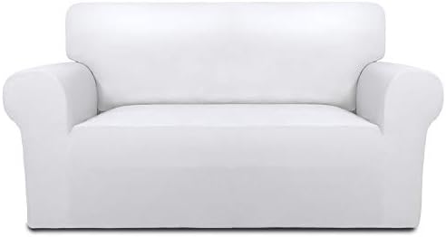 PureFit Stretch Loveseat Covers Fleece Couch Covers for Sofa White by PureFit