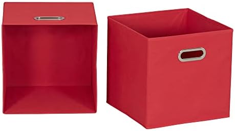 Household Essentials Foldable Fabric Storage Cubes 6-Pack – 11x11x11 Stackable Non-Woven Bins with Chipboard Sides & Grommet Handles – Closet, Shelf, Nursery, or Office Organizer – Regal Red - Image 4