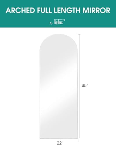 65''x22'' Arched Full Length Mirror with Stand, Full Body Mirror Full Length Floor Freestanding, Wall Mounted Mirrors for Bedroom Living Room Cloakroom (White) - Image 4
