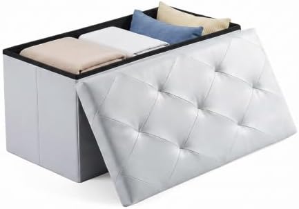 OLIXIS 30 Inch Foldable Storage Ottoman Bench, End of Bed Storage Bench by OLIXIS