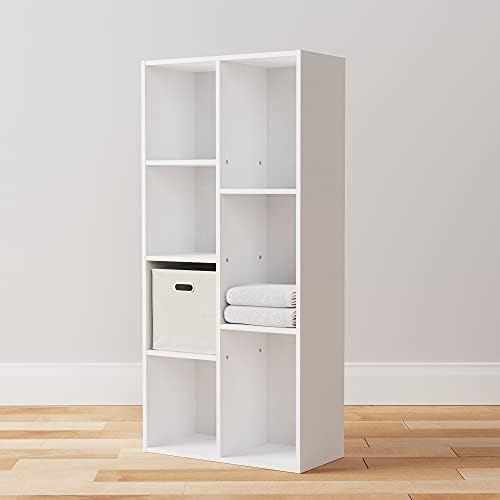 Amazon Basics 7 Cube Organizer Bookcase, Storage Shelf for Home and Office, Display Storage Organizer, Sturdy with Easy Assembly, 9.25"D x 19.49"W x 41.73"H, White - Image 7