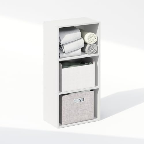 Furinno Reed Closet Organizers and Storage, 3-Tier Closet Organizer, Open Shelf Closet Storage, for Wardrobe, Bedroom, Living Room, White - Image 5