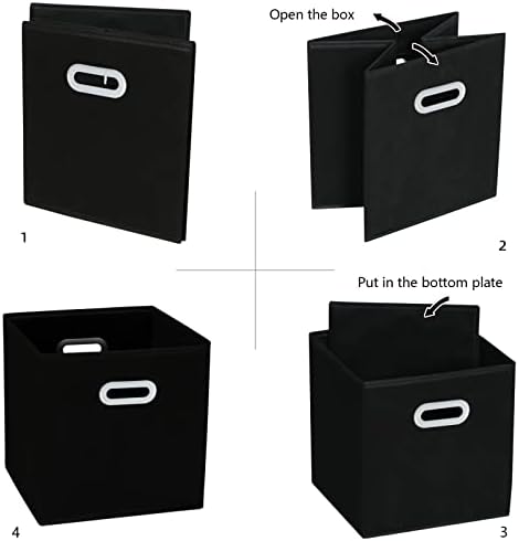 Fabric Cloth Storage Bins,Cube Organizer with Dual Handles Foldable Baskets for Home Bedroom,Set of 3, Black - Image 5