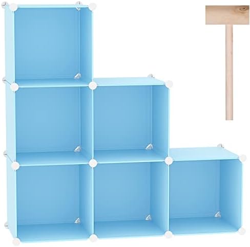 C&AHOME 6-Cube Storage Organizer Cube Shelf Closet Storage Bookcase, Blue by CAHOME