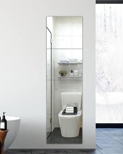 quegau Full Length Wall Mirror Tiles, Made of Shatterproof Plexiglass Acrylic (Large 15.5"x 15.5"x 4 Pcs); Non Glass Safety Mirror Great for Baby Kids Playroom, Bedroom, Door, Home Gym - Image 7