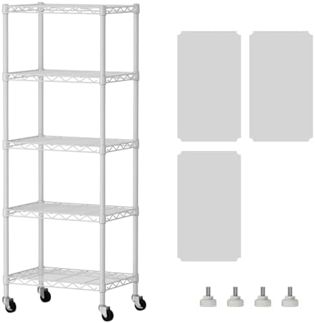 SINGAYE 5 Shelves Storage Shelf Wire Shelving Unit Metal Adjustable Wheels by SINGAYE