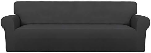 PureFit Stretch Couch Covers for Sofa 4 Seater Slipcovers Dark Gray by PureFit