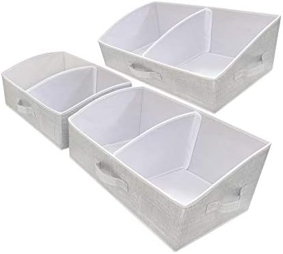 3 Packs Closet Storage Bins - Trapezoid Large Storage Box - Foldable Fabric Baskets for Organizing Clothes - Baby Toiletry, Toys, Towel, DVD, Book (Grey, 20 x 11.2 x 8.3 inches) by UNAMAX