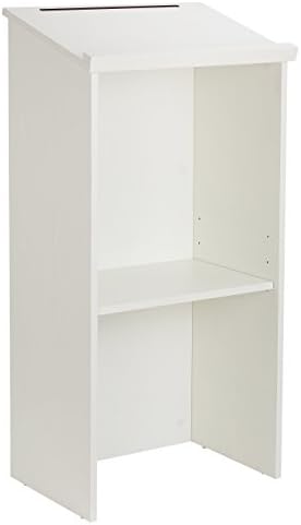 Adir Wooden Podium Stand - Speaking Podium with Storage Shelf, Hostess Stand for Restaurant, (46.25 Inches, White) by AdirOffice