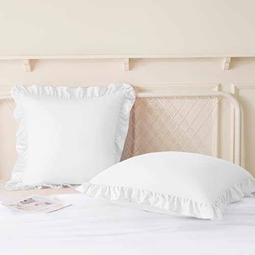 KKJIAF 2 Pack Ruffle Pillow Cases 24x24 Inches, White - Image 4