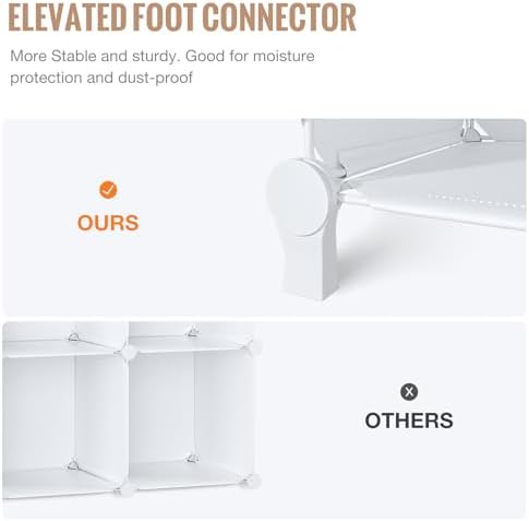 Neprock 16 Cubby Storage Organizer, Closet Clothes Storage Organizer, Cube Shelves Closet Organizers and Storage Shelves for Clothing Storage with Hammer, Bookshelf for Kids (White) - Image 6