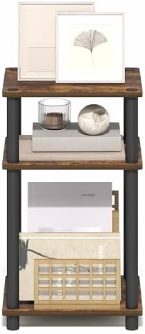 Furinno Turn-N-Tube 3-Tier Toolless Side Table, Compact, Amber Oak - Image 6