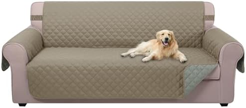 U-NICE HOME Reversible Sofa Cover Couch Cover for Dogs, Khaki/Light Grey by U-NICEHOME
