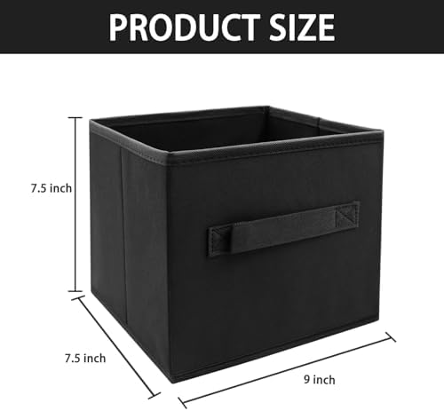EBIGIC Black Storage Bins 9.0"x7.5"x7.5" Small Size Fabirc Foldable Closet Toy Organizer Collapsible Cloth - Image 2