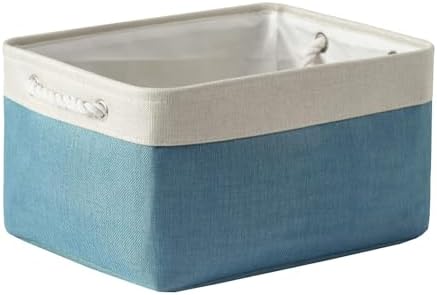 TheWarmHome Fabric Storage Bin with Handles,Storage Basket for Home Storage and Organization, Shelf Basket with Cover for Living Room Bedroom Closet（White & Green Large,15.7L*11.8W*8.3H by TheWarmHome