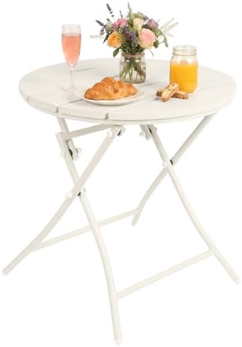 TeoKJ Folding Outdoor Side Tables, HDPS Small Patio Table by TeoKJ