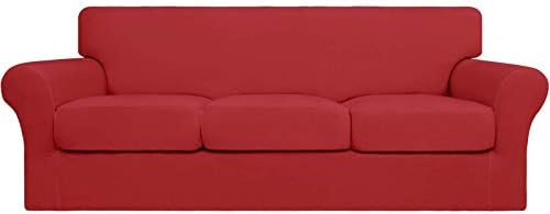 Easy-Going 4 Pieces Stretch Sofa Cover for 3 Cushion Couch Washable by Easy-Going