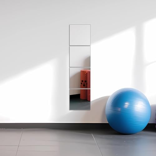 Glass Full Length Wall Mirror Tiles, 10" x 10" x 4PCS Home Gym Mirror - Image 5
