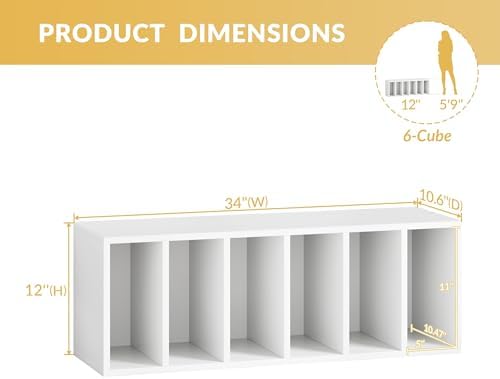 IOTXY DIY Modular Cubby Bookcase - Stackable 6-Cube Open Bookshelf, White - Image 3
