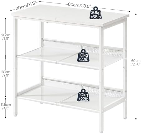 HOOBRO End Table, 3-Tier Narrow Side Table, Nightstand with 2 Flat or Slant Adjustable Shelves for Small Spaces, Hallway, Living Room, Bedroom, Sturdy, Easy Assembly, White WT23BZ01G1 - Image 3