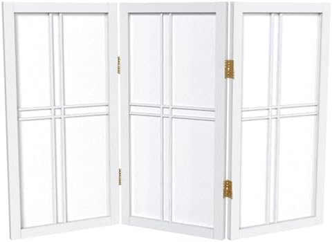 2 ft. Short Desktop Double Cross Shoji Screen - White - 3 Panels by RedLantern