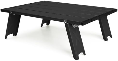 Small Folding Camping Table, Mini Low Portable Beach Tables, Black by Outplea