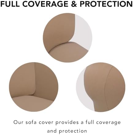 PureFit Super Stretch Sofa Slipcover – Spandex Non Slip Soft Couch Sofa Cover, Washable Furniture Protector with Non Skid Foam and Elastic Bottom for Kids, Pets (Oversized Loveseat, Camel) - Image 4