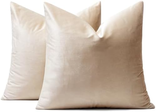 MIULEE Velvet Throw Pillow Covers 18x18 Inch Pack of 2 Champagne - Image 7