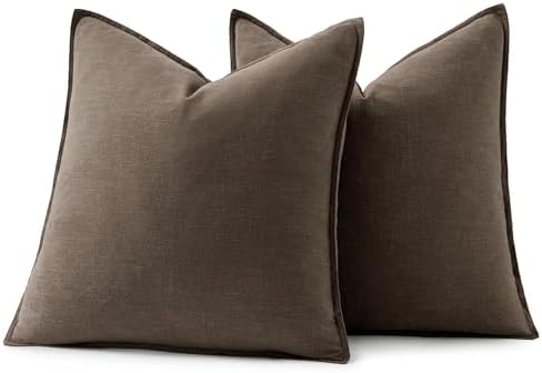 MIULEE Decorative Linen Pillow Covers 18x18 Inch Coffee - Image 7