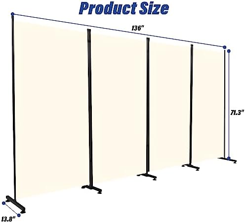4 Panel Folding Room Divider,Privacy Screen Freestanding Space Separator - Image 6
