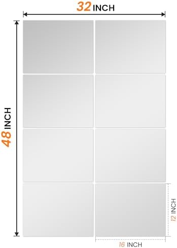 TRAHOME Wall Mirror Tiles, 16"x12"x8PCS Full Length Home Gym Mirror - Image 7