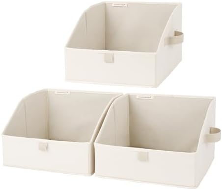 StorageWorks Closet Storage Bins Trapezoid, Beige, Small, 3-Pack by StorageWorks