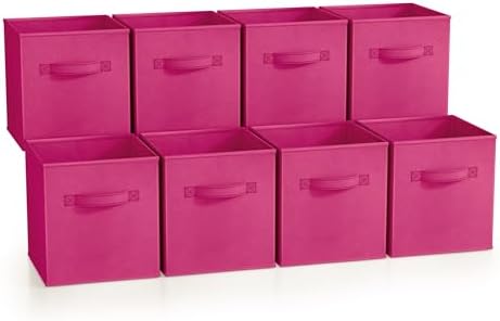 Sorbus Fabric Storage Cubes, 8 Pack, with Handles (11 Inch, Pink) by Sorbus