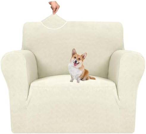 MAXIJIN Chair Covers for Living Room 1 Piece Stretch Sofa Chair Slipcovers with Arms (31"-46") Furniture Protector for Dog Pet Couch Armchair Cover (Chair, Diamond Pattern Beige) by MAXIJIN