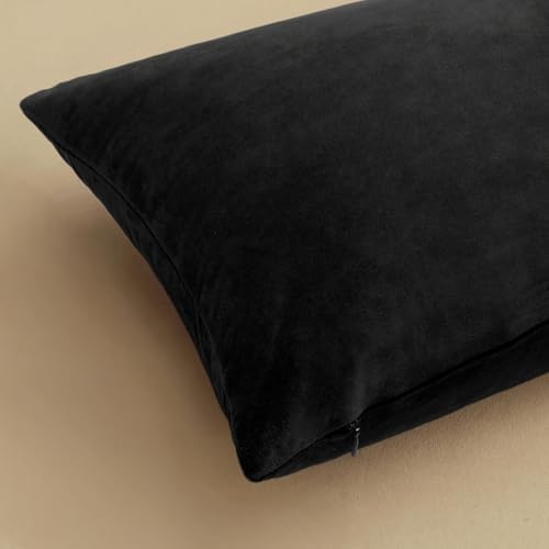 MIULEE Velvet Throw Pillow Covers 12x12 Inch Pack of 2 Black - Image 6
