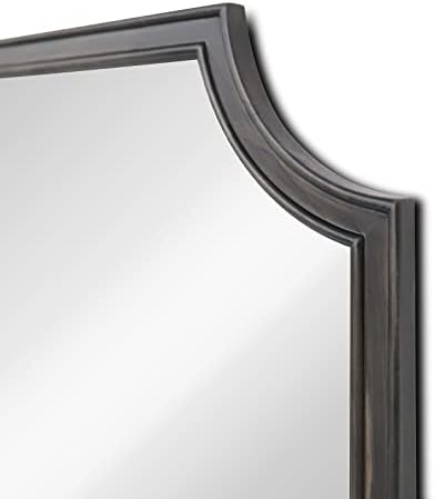 WallBeyond 24" x 36" Full Scalloped Corners Arch Rectangle Wall Mirror with Wood Frame for Entryway, Living Room or Bedroom Home Decor - Light Woodgrain [24" x 36" Black] - Image 5