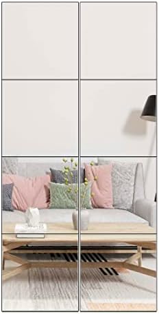 Full Length Mirror Tiles, 10" x 10" x 8PCS Frameless Wall Mounted Mirror by Ruomeng