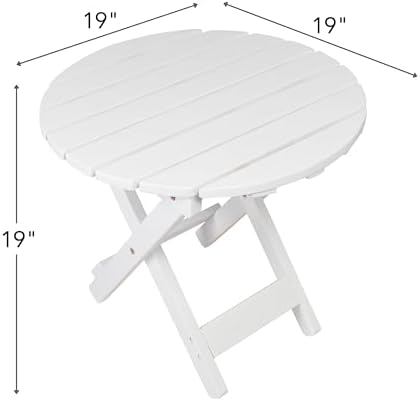 Shine Company Indoor/Outdoor Adirondack Round Folding Acacia Wooden Side Table, Oak - Image 3