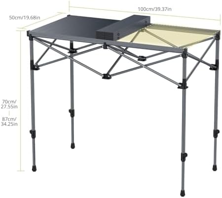 Anbte 34.2” Tall Folding Camping Table, Aluminum Portable, 39” X 20”, Black - Image 3