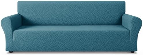 ZNSAYOTX 1 Piece Stretch Oversized Sofa Covers (91"-112"), New Plaid Couch Cover with Non-Slip Buckle for Dog Pets, Ultimate Soft Cozy Washable X-Large Sofa Slipcover Form Fit Protector, Teal by ZNSAYOTX