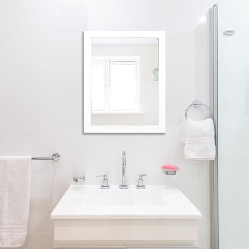 Rectangular Wall Mirror 20x16 Inch Bathroom Mirror for Over Sink, White - Image 2
