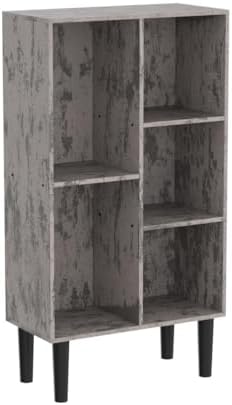 LEYAOYAO 5 Cube Bookshelf, Mid-Century Modern Book Shelf with Legs, Grey - Image 4