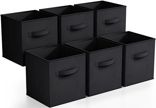Sorbus Foldable Storage Cubes - 6 Pack, 11 Inch, Black, Fabric, Foldable, Storage and Organization, Versatile Use, Collapsible Storage, Lightweight and Durable by Sorbus