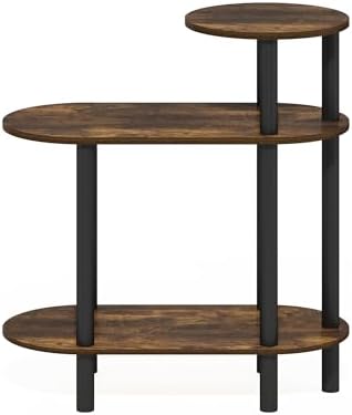 Furinno Turn-N-Tube Side Table, 3-Tier Oval Sofa End Table with Open Shelf, Toolless Assembly Night Stand, Bedside Table, for Living Room, Bedroom, Amber Pine - Image 6
