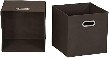 Household Essentials Fabric Storage Bins in Strong Poly‑Woven Fabric with Sturdy Chipboard Sides, and Grommet Front Handle, Brown, Set of 6 - Image 4