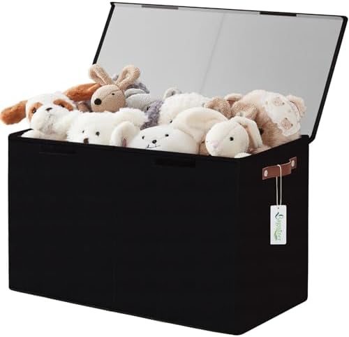 Bagnizer Large Toy Storage Box with Lids, Collapsible Sturdy Baby Storage Organizer Chest Bin Basket for Kids, Boys, Girls, Playroom, Nursery, Bedroom, Closet 25"x13"x16" (Black) by Bagnizer