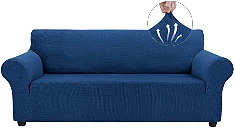 Asnomy Stretch Couch Covers for Sofa Washable, 3 Cushion Couch,Classic Blue by Asnomy