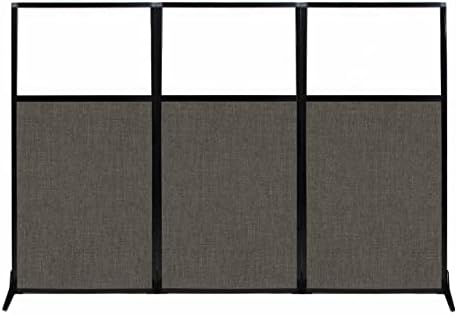 Versare Workstation Partition | Portable Wall Divider | Modern Office Cubicle | Free Standing Privacy Screen | Flexible Work Space | 99" x 70" W/Window, Mocha Fabric Panels by VERSARE