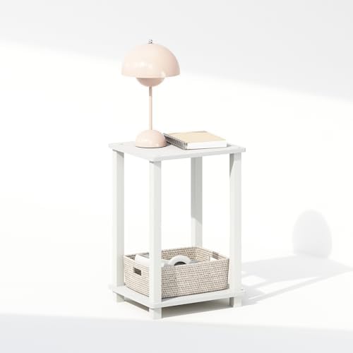 Furinno Simplistic Toolless 2-Tier Compact Night Stand, White - Image 3