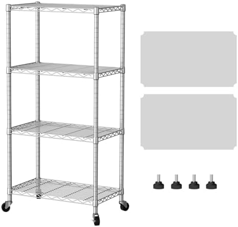 SINGAYE 4 Shelves Storage Wire Shelf Closet Metal Shelving Pantry Wheels by SINGAYE